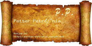 Petter Petrónia névjegykártya